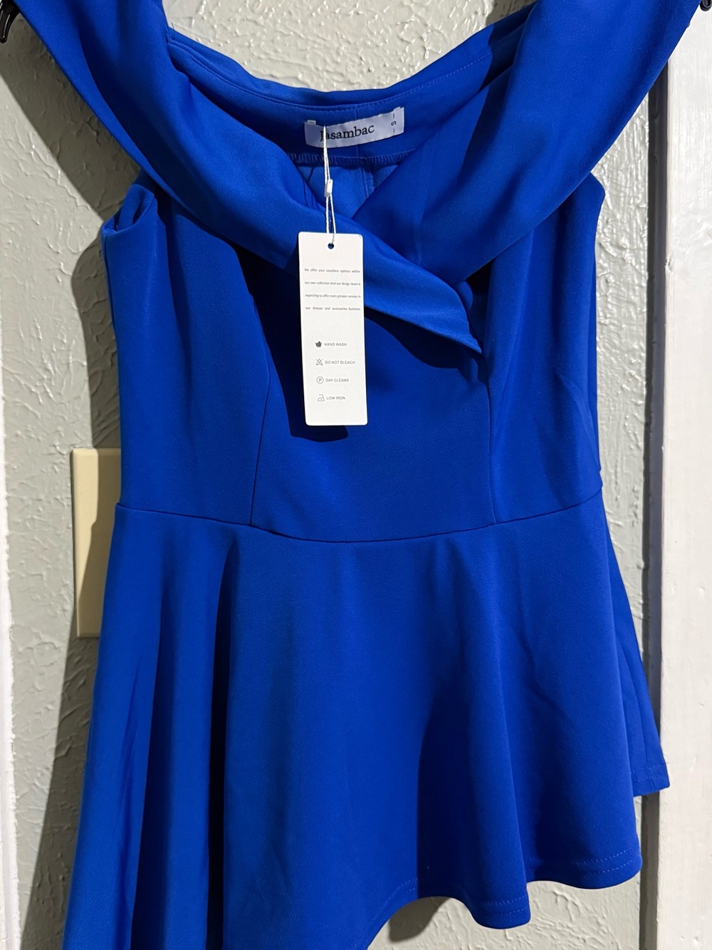 Sambac Royal Blue Sleeveless Fit & Flare Blouse